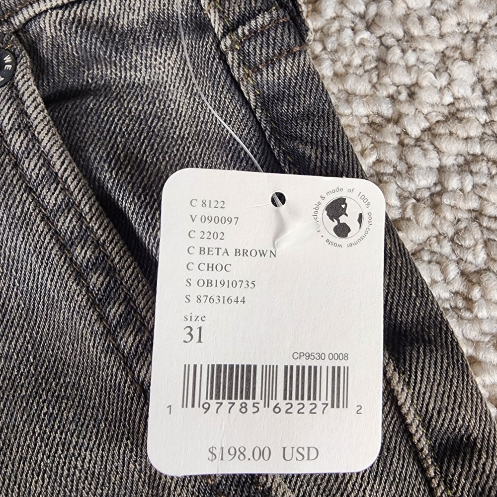 We The FreeJeans 31 (33x32)Mid Rise Flare Cotton Beta Brown Vector Moto NWT - Picture 3 of 15